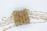 Crystal Rosary Chain, 22 K Gold Wire Wrapped Clear. Silver Gold AB Pink Opal Multi Color Beaded Necklace Chain 6 mm Bulk Wholesale Store - 1 foot