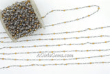 Crystal Gunmetal Rosary Chain, Boho Style Black Wire Wrapped Clear - A Girls Gems