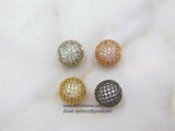 Micro Pave Beads, Silver CZ Round Beads - A Girls Gems