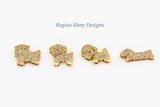 Puppy Charm Pendant Bead, CZ Micro Pave Gold Poodle Charms, Pet Lover Necklace pendant Beads, Toy Poodle Dog charm pendants