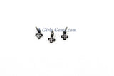 Tiny Cross Charm, 3 Pcs CZ Micro Paved Cross Charms #276, 5 x 7 mm Mini Crosses for Dainty Chain Dangles