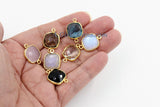 Square Gemstone Connectors, *Wide Edge* Birthstone Connectors *ALL Colors* Boho Style* Tiny Gemstone Link Charms 14 x 20 mm DIY Jewelry