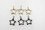 Crystal Star Soldered Pendants, 3 Pcs Crystal Faceted Stars, Gold or Black Star Charm