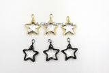 Crystal Star Soldered Pendants, 3 Pcs Crystal Faceted Stars, Gold or Black Star Charm