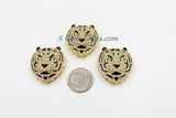 Tiger Head Pendant, CZ Micro Pave Black Tiger Saber Tooth, White Tiger Cubic Zirconia Charms for Necklace