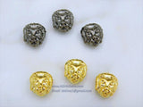 Tiger Charm Beads, 2 Pcs Gold or Black Leopard Cat Focal Bead #91