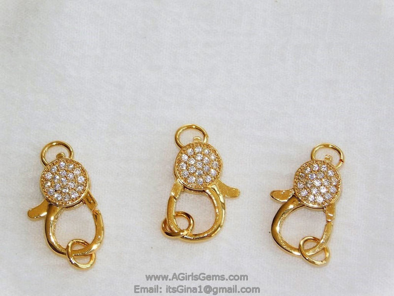 Small Gold Lobster Claw Clasp, 13 mm x 25 mm Connector bead 