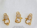 Small Gold Lobster Claw Clasp, 13 mm x 25 mm Connector bead #37, Cubic Zirconia Paved CZ Findings