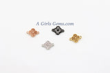 Quatrefoil Connectors/Charms - 2 pcs CZ Micro Pave Tiny Clover Links, Mini Linking Beads, Clovers in Rose Gold/Black/Gold/Silver