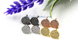 CZ Pave Round Disc Earrings, 10 mm Gold Post Stud Earring Findings #296, Bridal party