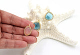 CZ Micro Pave April Birthstone Crystal Pendants, Clear Quartz Leaf Shape/Teardrop, 18 K Gold Plated Gemstone Charms