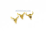 Cow Skull Beads, 2 Pcs Longhorn Charms, Men's Charm Boho Style Texas Gold Plated Cattle