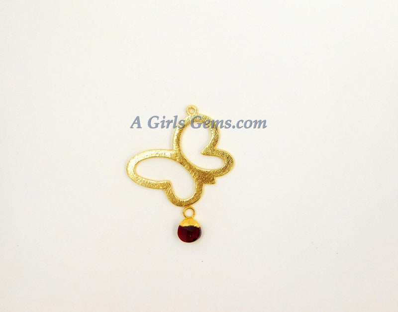 Butterfly Charm, 20 x 25 mm  *Linking* Charm in Brushed Gold Plated - A Girls Gems