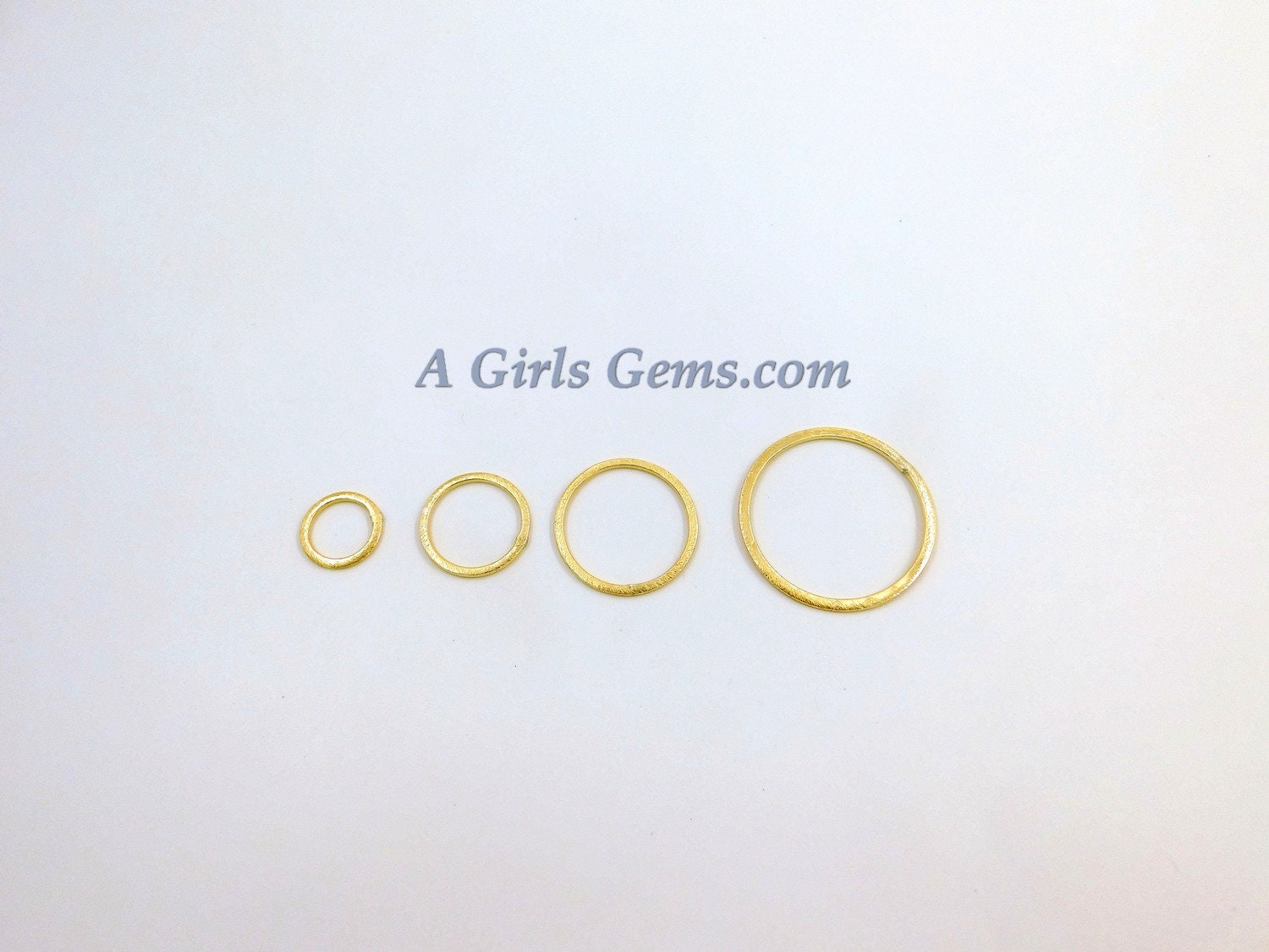 Brushed Gold Washer Charms, Gold Round O Connector Ring Hoop Charms #790, Sizes 15 - 60 mm