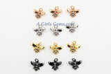 CZ Pave Bee Charms, Gold Tiny Bee Charms #307 Silver, 11 x 15 mm Black