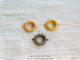 Round Donut Connectors, CZ Micro Pave Round Hole 2 Loops, 16 x 20 mm