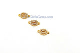Oval Charms Connector, 2 Pcs/ 18 k Gold Plated CZ Micro Pave Oval Teardrop Bracelet Connector 7 x 13 mm