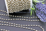 Silver Pyrite Beaded Rosary Chain, 4 mm Natural Faceted Rondelle Beads CH #506, Quality Wire Wrapped Chains