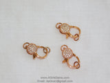 Medium Rose Gold Plated Lobster Claw Clasp and Jump rings 13 mm x 25 mm Connector bead chain necklace Cubic Zirconia Paved CZ Findings - 16 x 27 mm