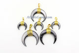 Crescent Moon Charms, Gray Shell Double Horn Pendant, Double Horn Medium Pendant