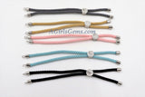 Milian Silk Cord Half Finished Bracelet, Silver Adjustable Half Bracelets, Sliding Bracelet with Slide Bead Color