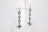 CZ Star Dangle Earrings, Starburst Earrings in Gold/Silver/Black, Elegant Crystal Cubic Zirconia Long Chain Earrings