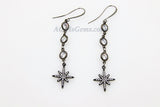 CZ Star Dangle Earrings, Starburst Earrings in Gold/Silver/Black, Elegant Crystal Cubic Zirconia Long Chain Earrings