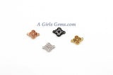 Quatrefoil Connectors/Charms - 2 pcs CZ Micro Pave Tiny Clover Links, Mini Linking Beads, Clovers in Rose Gold/Black/Gold/Silver