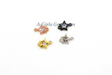 Gold Star Connectors, AG 287, 4 pcs CZ Tiny Silver Starburst Bezel Charm
