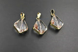 French Crystal Soldered Pendants, Crystal Teardrop Oval, Black, Gold Diamond Shaped Chandelier Crystal Charms in Copper Foil - A Girls Gems