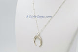 Sterling Silver Double Horn Necklace - A Girls Gems