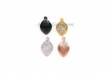 Small Teardrop Charms, CZ Micro Pave Marquis Charms in Gold or Gunmetal Black Plated, Size - 10 x 18 mm