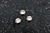 CZ Micro Pave Square Connectors or Charms #320, Cubic Zirconia Tiny Gold Filigree Bezel, 8 x 12 mm 2 Loops Earrings