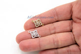 Diamond Charm, CZ Pave Rose Gold Diamond Shape Charms in 12 x 16 mm, Plated CZ Quatrefoil Diamond Connectors