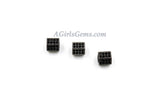 Large Hole Tube Beads, Hexagon Black CZ Pave Beads #251, Gunmetal Black 9 x 9 mm Beads