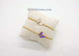 Gold Butterfly Bracelet, CZ Shell White/Purple Butterflies, Butterfly Jewelry for Minimalist, Adjustable Bracelets - Regina Harp Designs