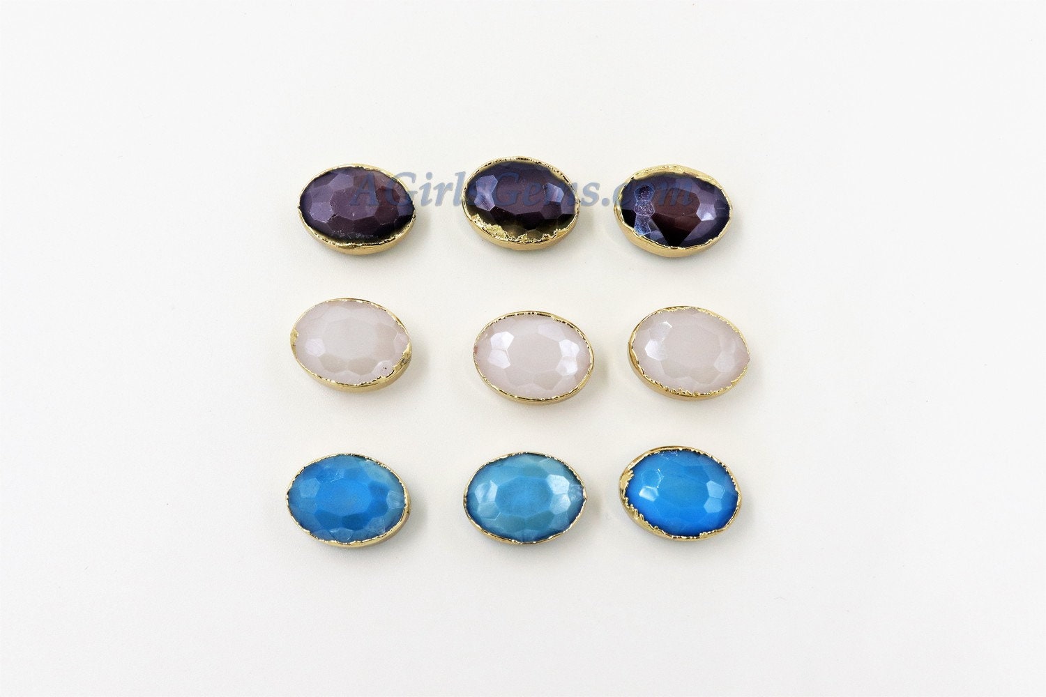 Crystal Beads, Crystal Oval Teardrop #959, Soldered Beads Charm Gold Edge Blue