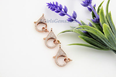 Large Lobster Clasp, CZ Pave Gold - A Girls Gems