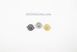Coin Charm Connectors, CZ Pave Round Crystal Baguette Charm, Gunmetal Black Rhodium Plate Sunflower Links
