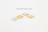 CZ Pave Diamond Shape Connectors, 2 Pcs Gold Cubic Zircon Tiny Diamond Earring Charms, Gold Findings