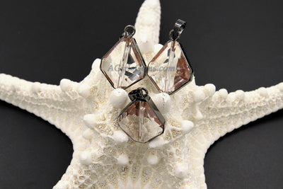 Crystal Soldered Pendants, *NEW* Black Crystal Teardrop Oval, Black/Gold Diamond Shaped Chandelier Crystal Charms in Copper Foil - A Girls Gems