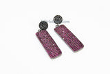 Mardi Gras Jewelry, Pink and Black CZ Pave Stud Earrings, Diamond Pave Fuschia Vertical Bar Earrings  by Regina Harp Designs - A Girls Gems