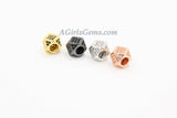 CZ Cube Beads, Cubic Zirconia Large Hole Beads #303, Silver Hexacon Gold or Black, Pave Square Spinel Beads