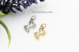 Unicorn Charm, CZ Micro Pave 18 k Gold/Silver Rhodium Unicorn w/Horn for Necklace or Bracelets