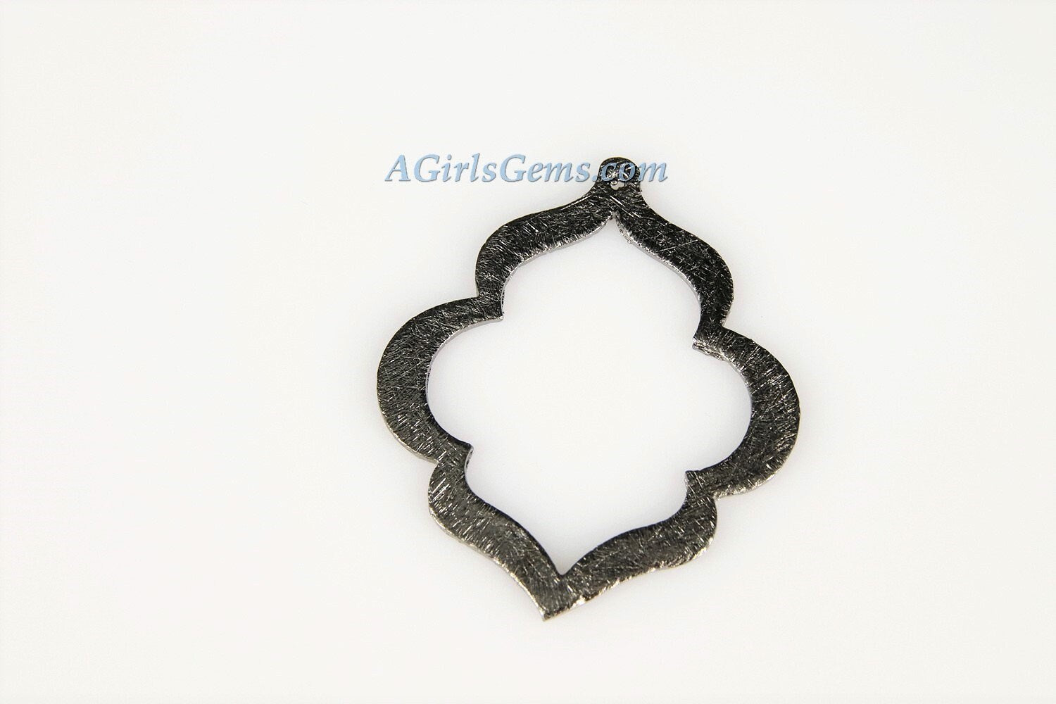 Black Teardrop Charm, Brushed Soldered Gunmetal Scallop Pendant, 32 x 40 mm