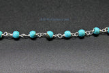 4mm Wire Wrapped Silver plated Blue Howlite Chain for Necklace Chains - 1 foot