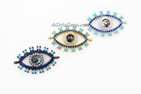 CZ Micro Pave Turquoise Evil Eye Connector, Blue Evil Eye* Bracelet/Necklace Charms Silver/Gold/Black Rhodium Plated Eyes