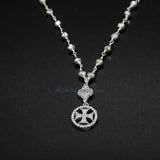 Silver Cross Necklace, Pyrite Rosary Chain Choker, Tiny CZ Quatrefoil Opal Maltese Cross Minimalist Choker - A Girls Gems