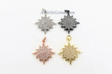 Star Charms, CZ Micro Pave Rose Gold #10, Silver