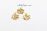 Tiny Lotus Flower Charm, 2 Pcs Gold Succulent Lotus Flower for Yoga Crystal Bracele, Necklace Pendant